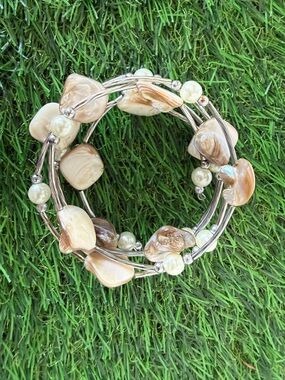 Neutral Shell Bead Multi-Strand Bracelet - Women Jewelry